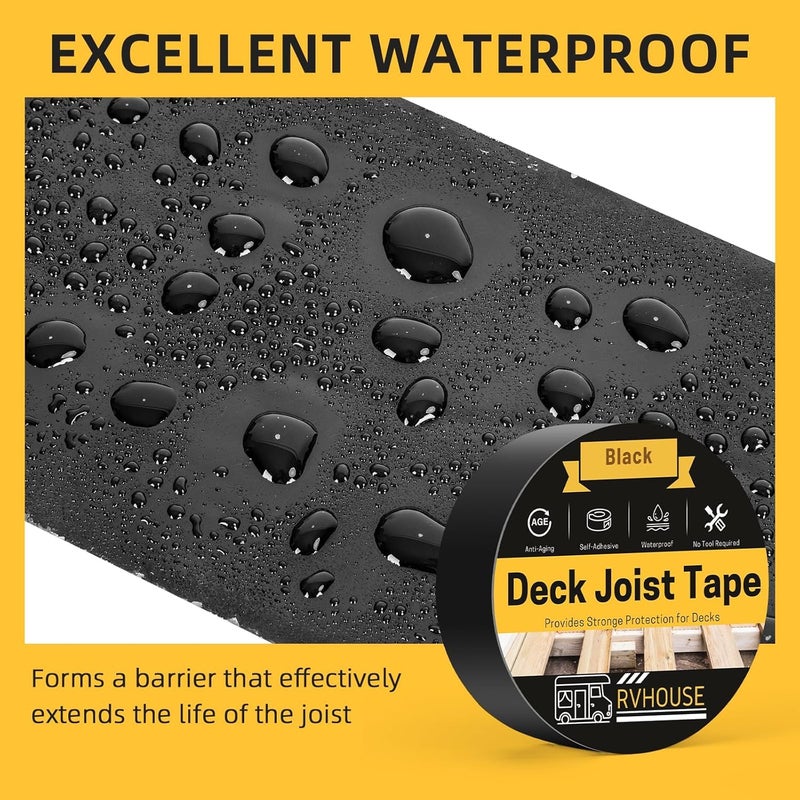 Rvhouse Deck Joist Tape 2 Inch x 50 Feet Waterproof Butyl Sealant Tape for Deck Protection Ideal RV Sealant Essential for Outdoor Wood Construction and Maintenance (DJ701) - Image 3